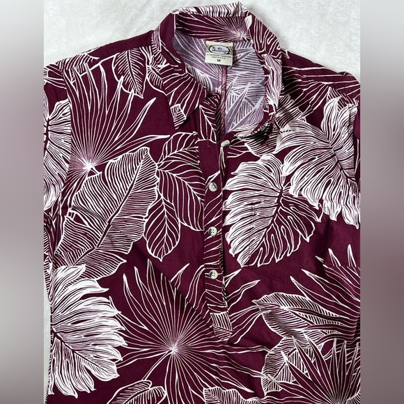 Go Barefoot Made in USA Size Medium Red Hawaiian Floral Print Men's Shirt - Picture 7 of 7